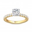 FlyerFit® 18K Yellow Gold Shank And White Gold Top Micropave Engagement Ring