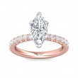 FlyerFit® 14K Pink Gold Shank And White Gold Top Micropave Engagement Ring