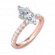 FlyerFit® 14K Pink Gold Shank And White Gold Top Micropave Engagement Ring