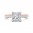 FlyerFit® 18K Pink Gold Shank And White Gold Top Micropave Engagement Ring