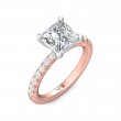 FlyerFit® 18K Pink Gold Shank And White Gold Top Micropave Engagement Ring