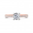 FlyerFit® 18K Pink Gold Shank And White Gold Top Micropave Engagement Ring