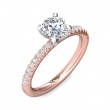 FlyerFit® 18K Pink Gold Shank And White Gold Top Micropave Engagement Ring