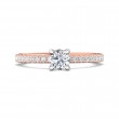 FlyerFit® 14K Pink Gold Shank And White Gold Top Micropave Engagement Ring