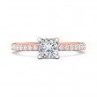 FlyerFit® 18K Pink Gold Shank And White Gold Top Micropave Engagement Ring