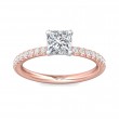 FlyerFit® 18K Pink Gold Shank And White Gold Top Micropave Engagement Ring