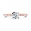 FlyerFit® 18K Pink Gold Shank And White Gold Top Micropave Engagement Ring