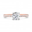 FlyerFit® 14K Pink Gold Shank And White Gold Top Micropave Engagement Ring