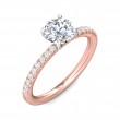 FlyerFit® 14K Pink Gold Shank And White Gold Top Micropave Engagement Ring