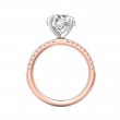 FlyerFit® 18K Pink Gold Shank And White Gold Top Micropave Engagement Ring