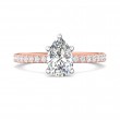 FlyerFit® 14K Pink Gold Shank And White Gold Top Micropave Engagement Ring