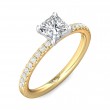 FlyerFit® 18K Yellow Gold Shank And White Gold Top Micropave Engagement Ring