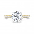 FlyerFit® 18K Yellow Gold Shank And White Gold Top Micropave Engagement Ring