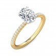 FlyerFit® 18K Yellow Gold Shank And White Gold Top Micropave Engagement Ring