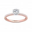 FlyerFit® 18K Pink Gold Shank And White Gold Top Micropave Engagement Ring