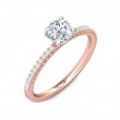 FlyerFit® 18K Pink Gold Shank And White Gold Top Micropave Engagement Ring