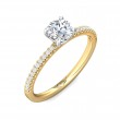 FlyerFit® 18K Yellow Gold Shank And White Gold Top Micropave Engagement Ring