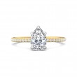 FlyerFit® 18K Yellow Gold Shank And White Gold Top Micropave Engagement Ring