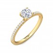 FlyerFit® 18K Yellow Gold Micropave Engagement Ring