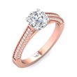 FlyerFit® 14K Pink Gold Shank And White Gold Top Micropave Engagement Ring