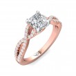 FlyerFit® 18K Pink Gold Shank And White Gold Top Split Shank Engagement Ring