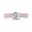 FlyerFit® 14K Pink Gold Shank And White Gold Top Micropave Engagement Ring