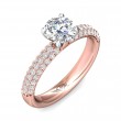 FlyerFit® 14K Pink Gold Shank And White Gold Top Micropave Engagement Ring