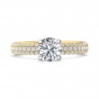 FlyerFit® 18K Yellow Gold Shank And White Gold Top Micropave Engagement Ring