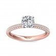 FlyerFit® 14K Pink Gold Shank And White Gold Top Micropave Engagement Ring