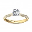 FlyerFit® 18K Yellow Gold Shank And White Gold Top Micropave Engagement Ring