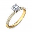 FlyerFit® 18K Yellow Gold Shank And White Gold Top Micropave Engagement Ring