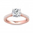 FlyerFit® 14K Pink Gold Shank And White Gold Top Micropave Engagement Ring