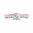 FlyerFit® 14K Pink Gold Shank And White Gold Top Micropave Engagement Ring