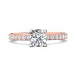 FlyerFit® 14K Pink Gold Shank And White Gold Top Micropave Engagement Ring