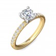 FlyerFit® 18K Yellow Gold Shank And White Gold Top Micropave Engagement Ring