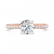 FlyerFit® 14K Pink Gold Shank And White Gold Top Micropave Engagement Ring