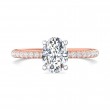 FlyerFit® 18K Pink Gold Shank And White Gold Top Micropave Engagement Ring