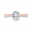 FlyerFit® 14K Pink Gold Shank And White Gold Top Micropave Engagement Ring