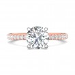 FlyerFit® 14K Pink Gold Shank And White Gold Top Micropave Engagement Ring