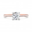 FlyerFit® 18K Pink Gold Shank And White Gold Top Micropave Engagement Ring