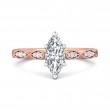 FlyerFit® 14K Pink Gold Shank And White Gold Top Micropave Engagement Ring