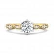 FlyerFit® 18K Yellow Gold Shank And White Gold Top Micropave Engagement Ring