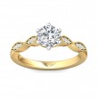 FlyerFit® 18K Yellow Gold Shank And White Gold Top Micropave Engagement Ring