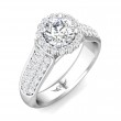 FlyerFit® 14K White Gold Micropave Halo Engagement Ring