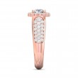 FlyerFit® 14K Pink Gold Micropave Halo Engagement Ring