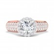 FlyerFit® 14K Pink Gold Shank And White Gold Top Micropave Halo Engagement Ring