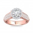 FlyerFit® 14K Pink Gold Shank And White Gold Top Micropave Halo Engagement Ring