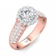 FlyerFit® 14K Pink Gold Shank And White Gold Top Micropave Halo Engagement Ring