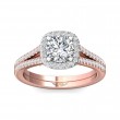 FlyerFit® 18K Pink Gold Shank And White Gold Top Split Shank Engagement Ring