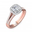 FlyerFit® 18K Pink Gold Shank And White Gold Top Split Shank Engagement Ring